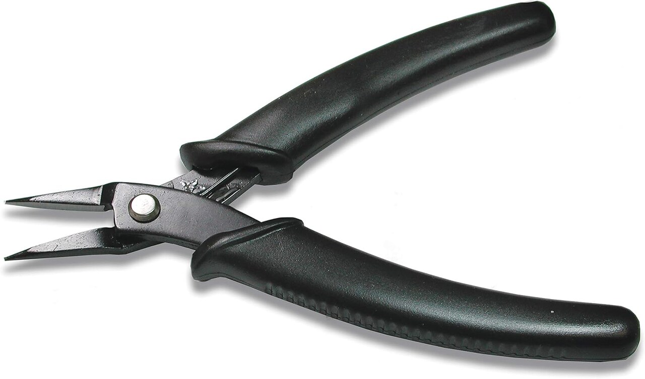 The Beadsmith Hi-Tech Chain Nose Pliers, 5.5 inches (140mm) with high carbon steel head, black comfort grip handle with spring, tool for jewelry making, electronics or micro mechanics